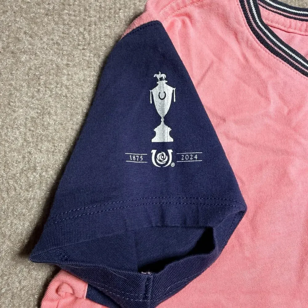 Vineyard Vines Girls 150th Kentucky Derby Colorblock Shirt Pink Navy Green L 14